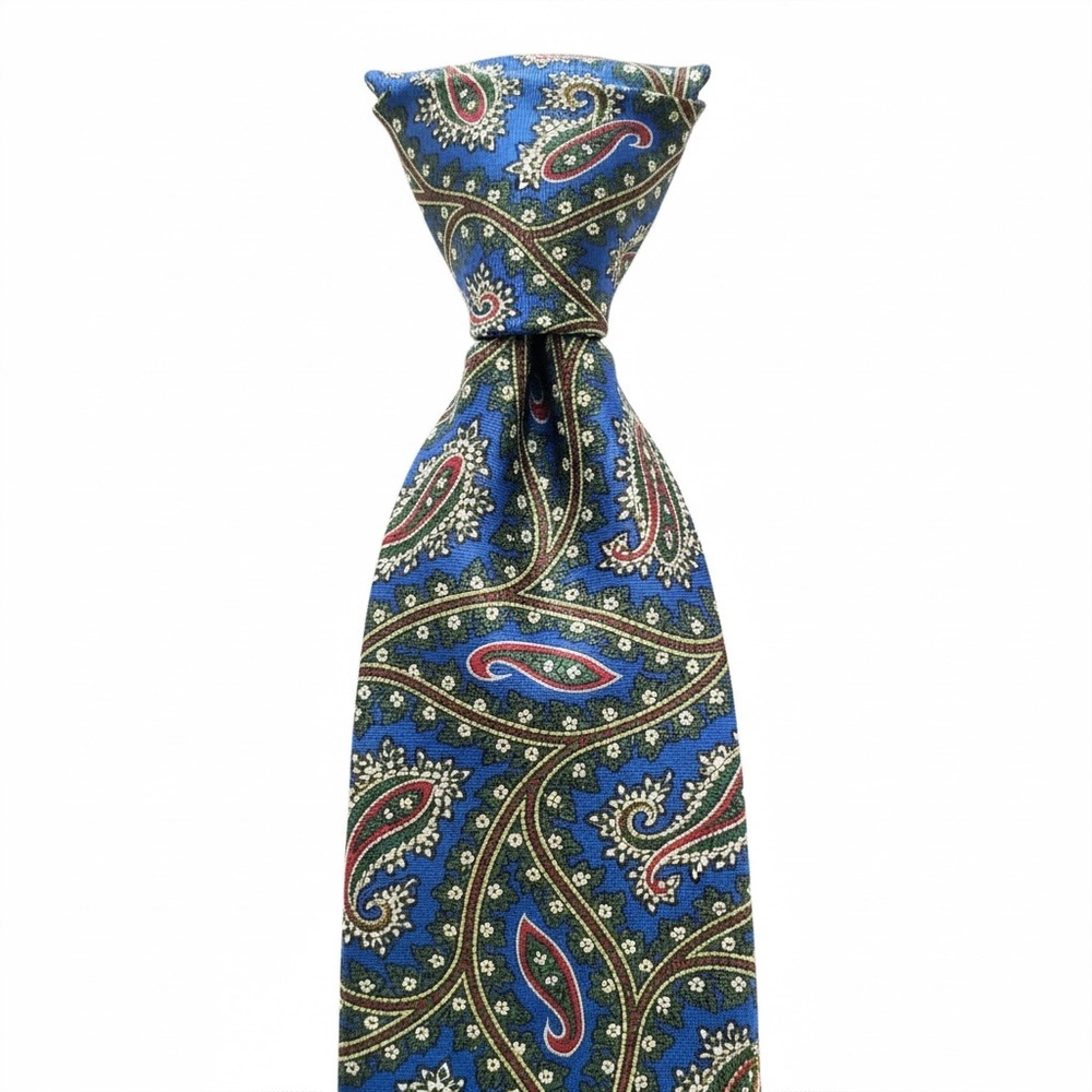 VTG Michelsons of London Blue Multicolour Paisley Men Silk Neck Tie 58” England